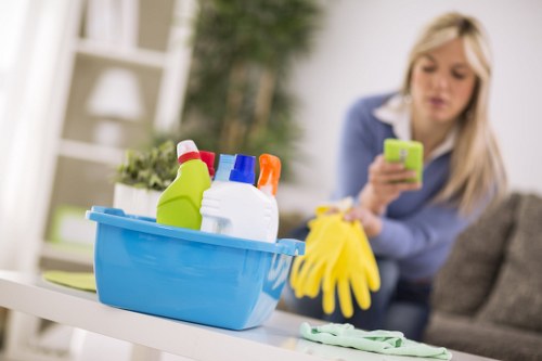 Professional office cleaners maintaining desks and shared areas in Balham